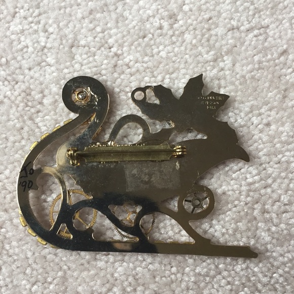 Vintage G Duchin Redesigned Singed Sleigh Pin - Picture 3 of 5